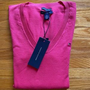 TOMMY HILFIGER V-NECK SWEATER PINK